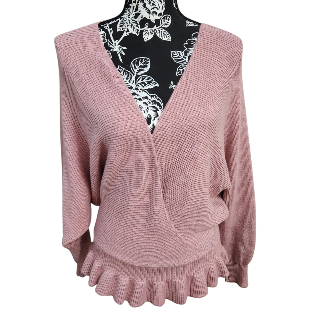 Lulus Rose Pink Sweater Deep-V Sweater